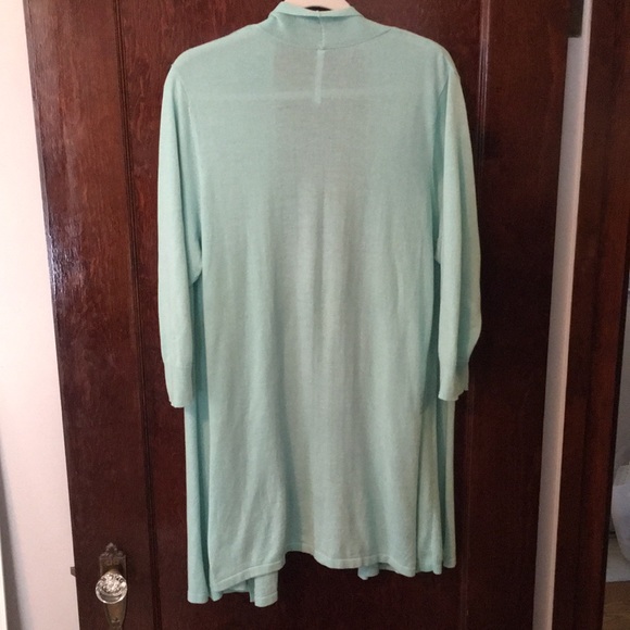 Leo & Nicole Mint Green 100% Cotton Long Cardigan - Picture 2 of 5